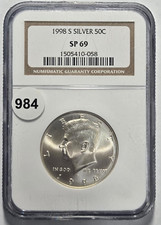 1998 KENNEDY HALF DOLLAR S SILVER 50C NGC SP 69 Certified Coin