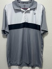 Reebok gray/ white performance polo shirt, men's large
