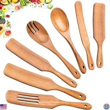 Premium 7-Piece Wooden Spurtle Set - Heat-Resistant Utensils for Nonstick Use