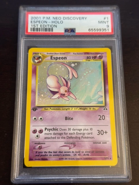 2001 POKEMON NEO DISCOVERY 1ST EDITION #1 ESPEON-HOLO PSA 9 MINT