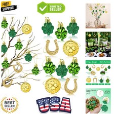 St. Patricks Day Decorations Shamrock Ornaments - 48pcs Shamrock Clover Gold ...