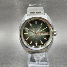 Orient Unimatic Watch Men 37mm Green Dial Daydate Steel Cushion f149-10660 Runs