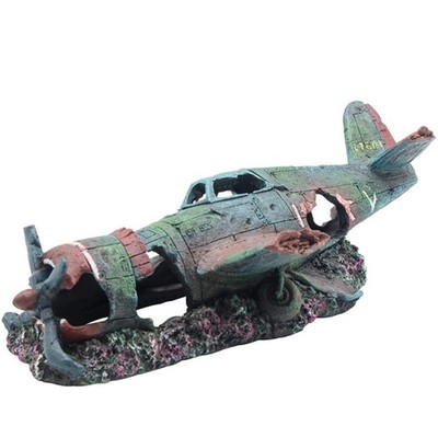 Fish Tank Decoration Fighter Vintage Airplane Ruins Submarine Landscape Fish ...