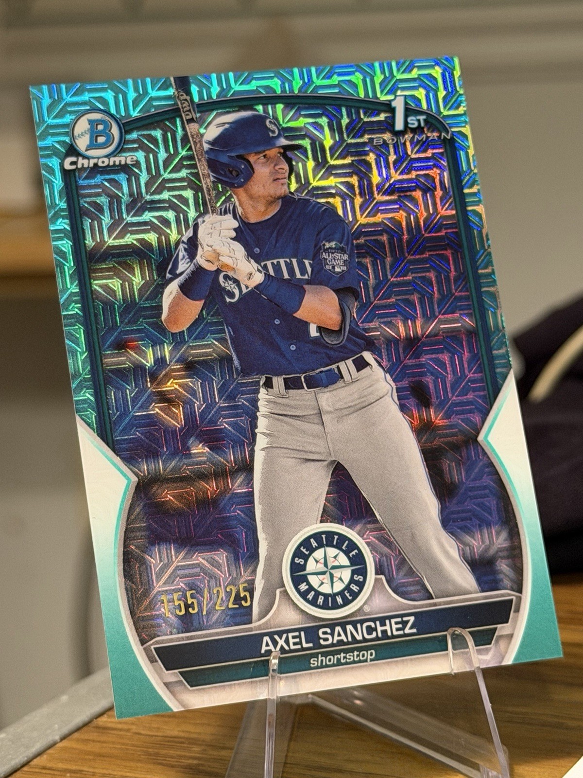 2023 Bowman Chrome Prospects Axel Sanchez Mariners #BCP-73 Mojo Aqua /225