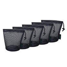 5pcs Black Mesh Bags - Nylon Sack Durable Drawstring Net Bags - Small Travel ...