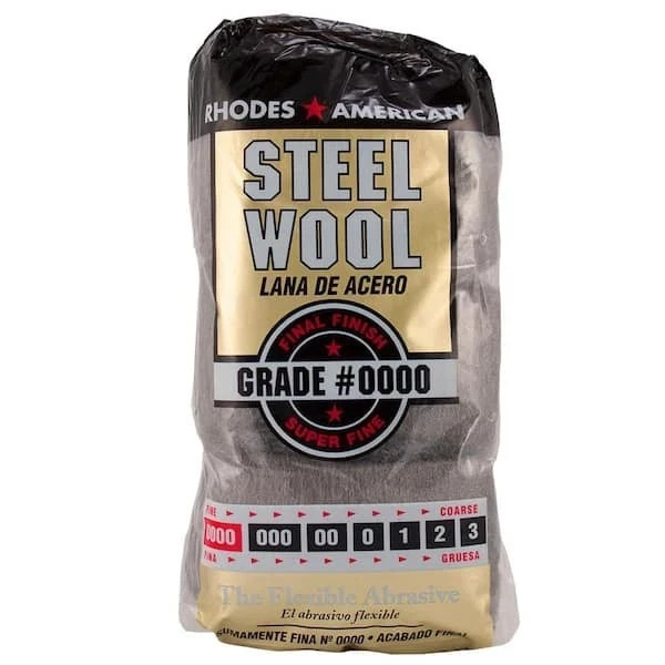 10120000 Steel Wool, 12 Pad, Grade #0000, Rhodes American, Final Finish