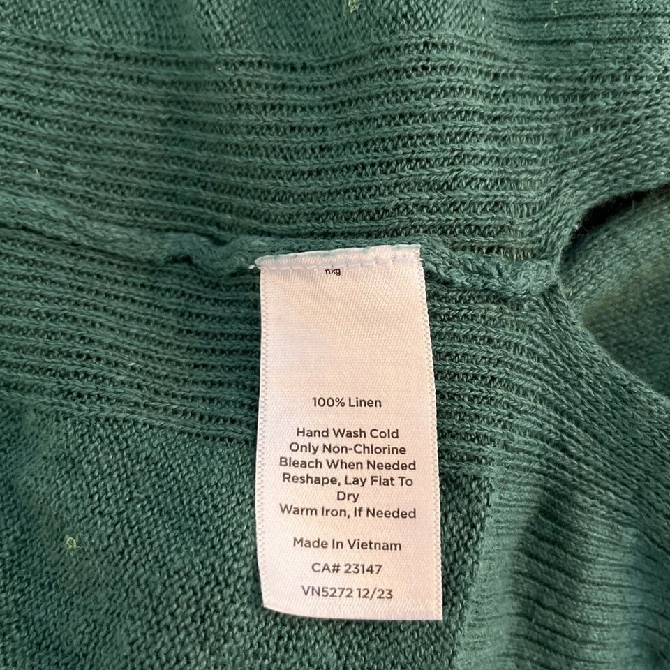 Cárdigan suéter verde manga 3/4 100 % lino talla XL ligero Talbots para mujer Foto 4 de 4