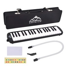 37 Key Black Melodica Keyboard Soprano Piano Instrument with Case