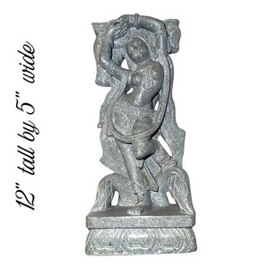 Indian Apsara Dancing Soapstone Sculpture 12” Hand Carved Spiritual Art Statue