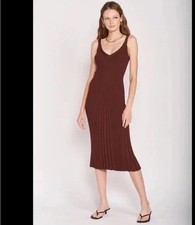 EMORY PARK Women's Maroon Ribbed Knit Sleeveless Dress Stretch Contours Midi  M