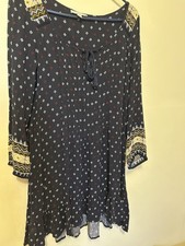 American Eagle Outfitters Bohemian Dress XS Navy With Diamond Red White Print