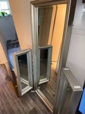 Silver Tall Three Piece Vanity Wall Mirror