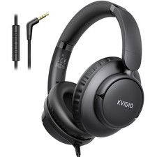 Wired Headphones with Mic, 3.5mm Volume Control for School Black
