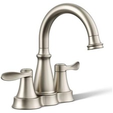 Vibrant Brushed Nickel Kohler Bellera 1.2 GPM Centerset Bathroom Faucet wi