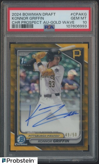 2024 Bowman Draft Chrome Gold Wave Konnor Griffin RC Rookie AUTO /50 PSA 10