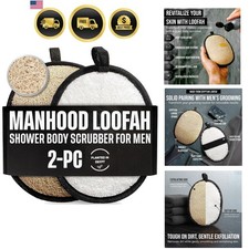 Loofah Body Scrubber Shower - Luffa Sponge 2PCS Black White Set