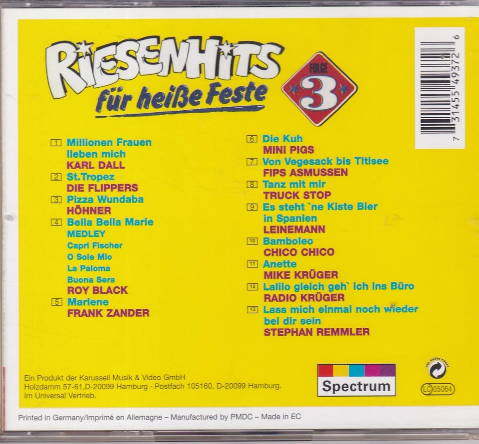 Riesen Hits für heiße Feste - Vol. III -CD-203- nahezu neuwertig - Bild 2 von 2