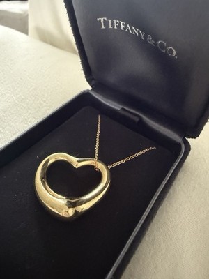Tiffany & co 18k Gold Elsa Peretti Large 27mm Open Heart Pendant