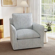 CANMOV Blue Stripe Swivel Accent Chair Arm Chair for Living Room,Fully Assembled