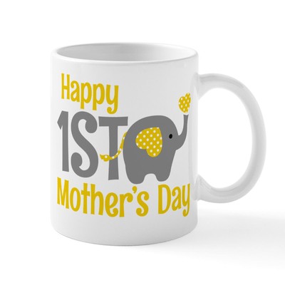 CafePress 1St Mother's Day Elephant Yellow Mugs 11 oz Ceramic Mug (31874617)