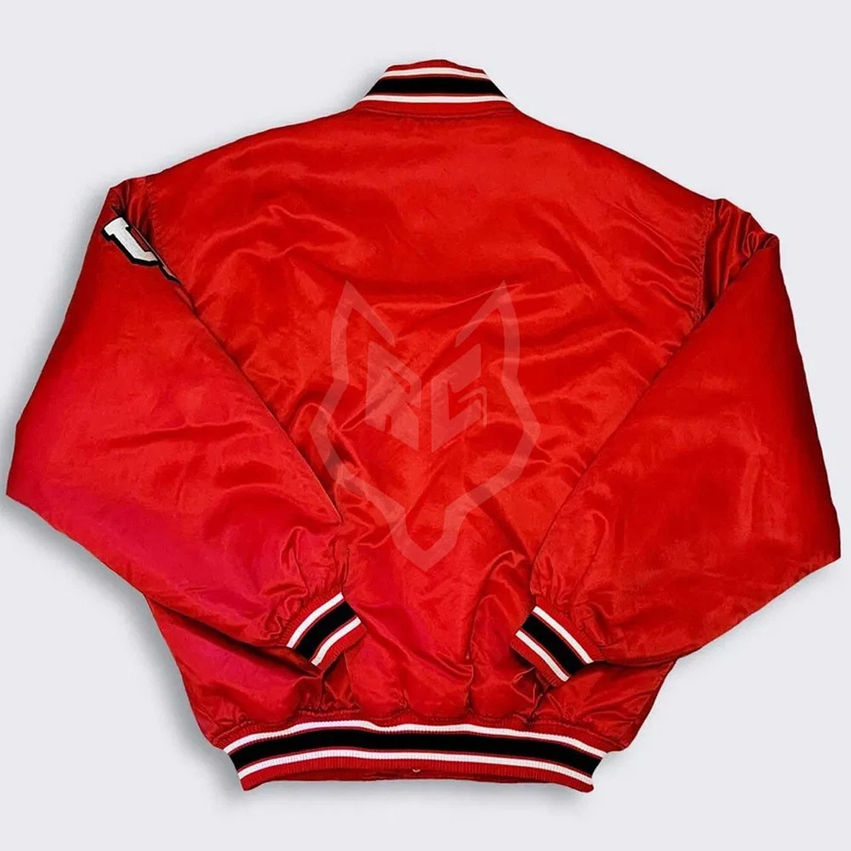 Indiana Hoosiers Red Football Jacket Vintage Satin University Bomber Jacket - Image 2 of 4