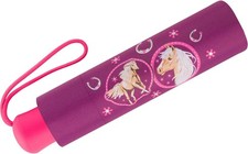 Scout Kinder-Taschenschirm mit reflektierendem Streifen Pink Horse Regenschirm