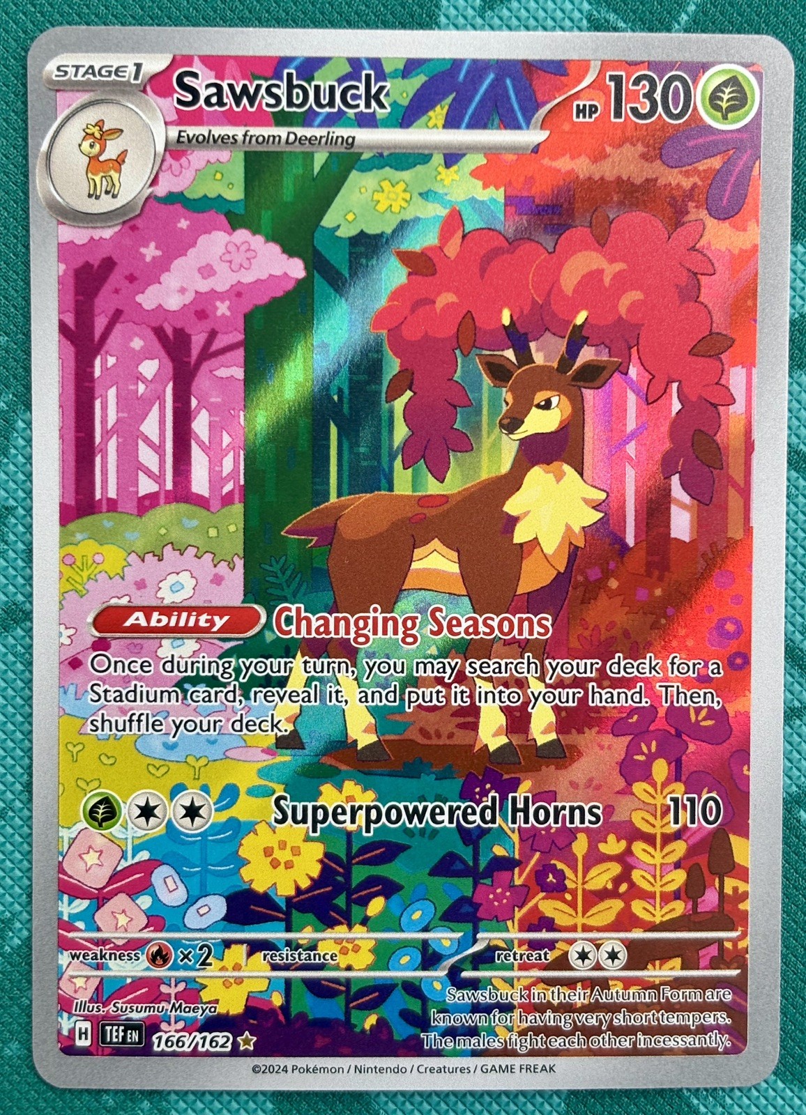 Pokemon Sawsbuck 166/162 Illustration Rare Temporal Forces