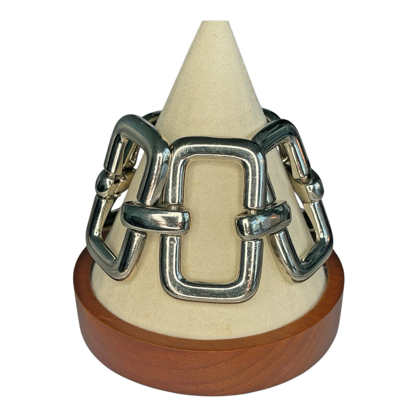 Chunky Bracelet Interlocked Rectangle Links Silve… - image 1