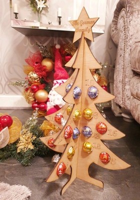 Personalisierter Adventskalender Lindt Lindor Weihnachtsbaum wiederverwendbar beliebiger Name