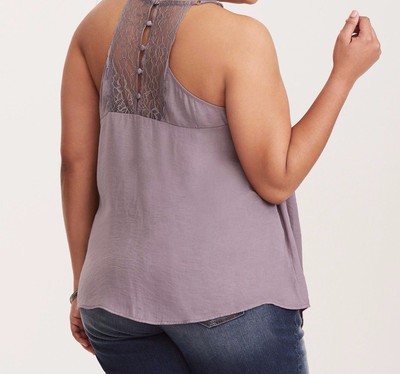 Torrid Satin Lace Trim Cami Gray 00X Med Large 10 00 #26461 | eBay