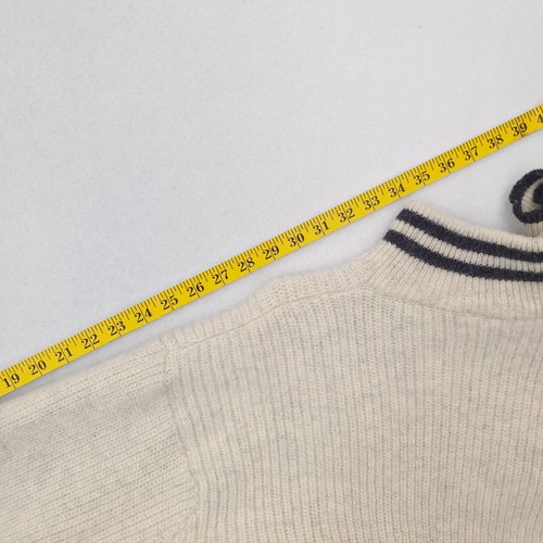 VTG Columbia Sweater Mens Extra Large Cream Wool Cable Knit Ribbed Quarter Zip - Picture 12 of 13