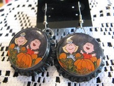Halloween 1" Bottle Cap Images Earrings  Handcrafted   Gift Idea