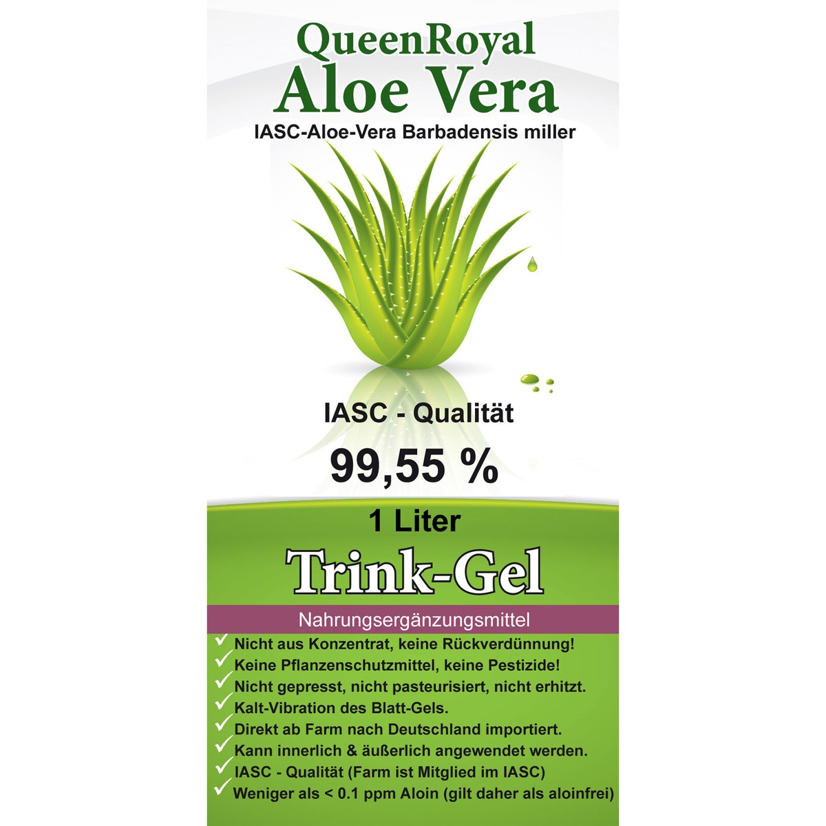 QueenRoyal Aloe Vera 6 Liter Trink Gel 99.55 % Barbadensis miller. 30254-G  | eBay