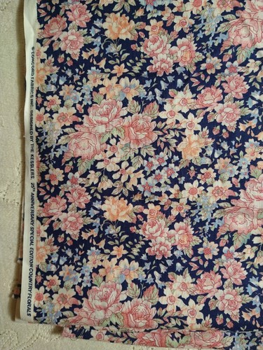 Vtg Concord Kessler 25th Anniv Fabric Country Florals Pink Blue 20" x 23" w - Picture 5 of 6