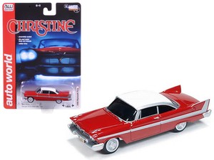 1958-Plymouth-Fury-034-Christine-034-1-64-Diecast-Car-Model-by-Autoworld-AW6401