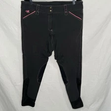 Piper By Smartpak Pants Women’s Sz 38R Horse Riding Breeches Black Pink Saddle