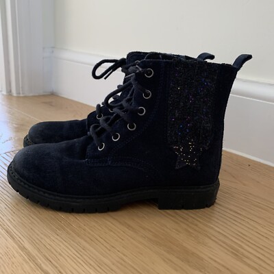 Girls Vertbaudet Real Suede Boots with sparkly star Size 33 UK