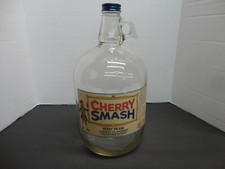 CHERRY SMASH SODA FOUNTAIN SYRUP JUG PAPER LABEL ARLINGTON VIRGINIA CLEAR  GLASS