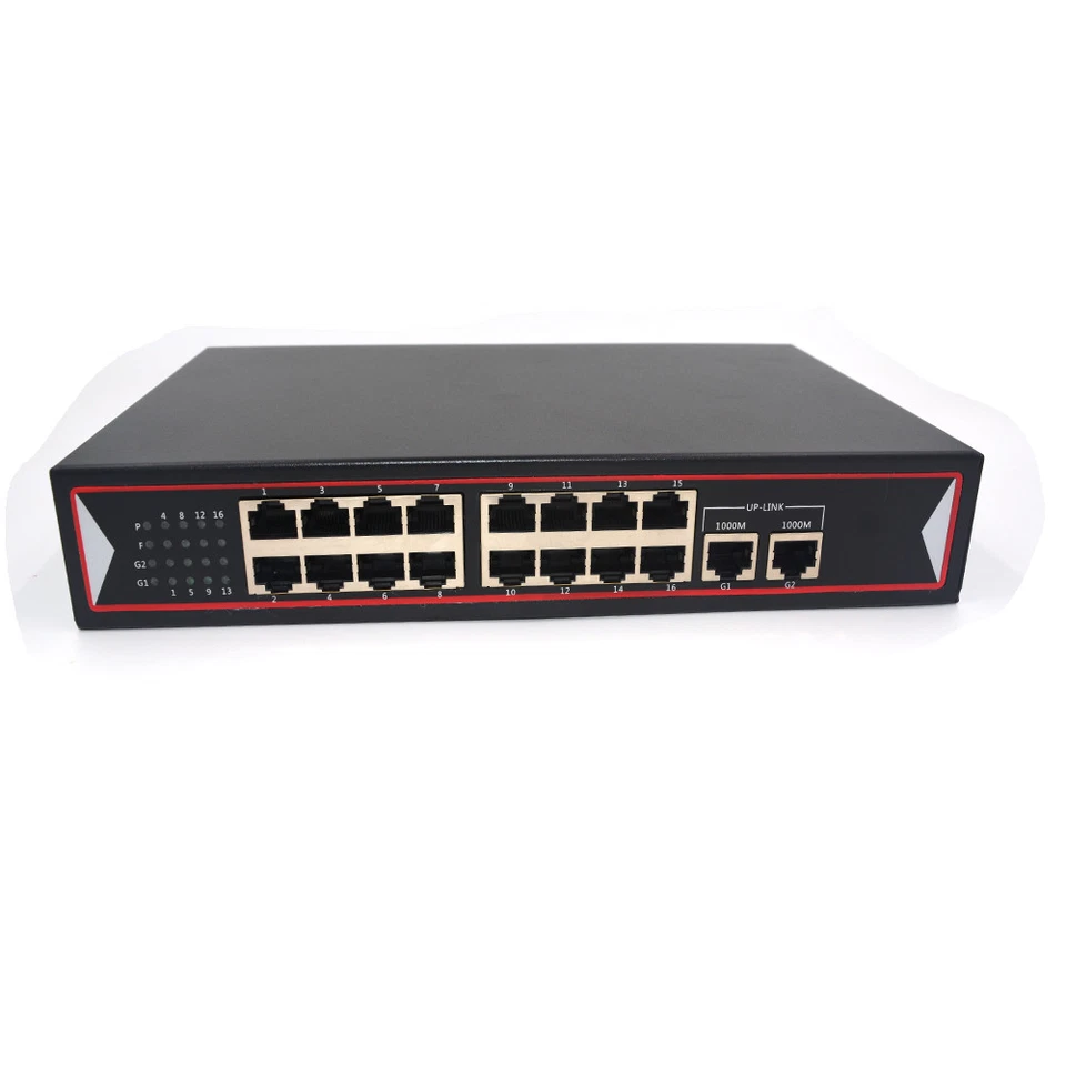 POE Switch 16 port 10/100Mbps and 2 port Gigbit Uplink 48V for POE IP Cameras - Image 3 of 4