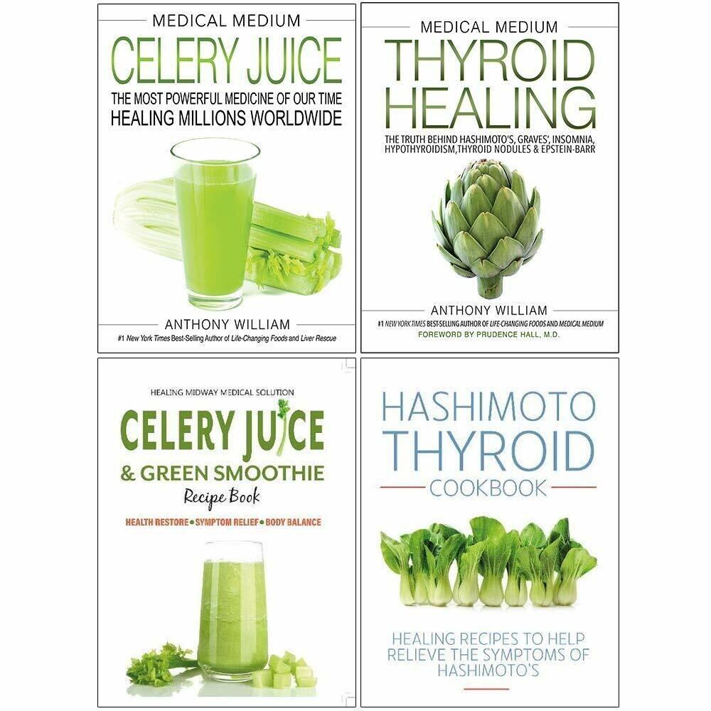 Medical Medium, Thyroid Healing, Celery Juice & Green, Hashimoto 4 Books Set