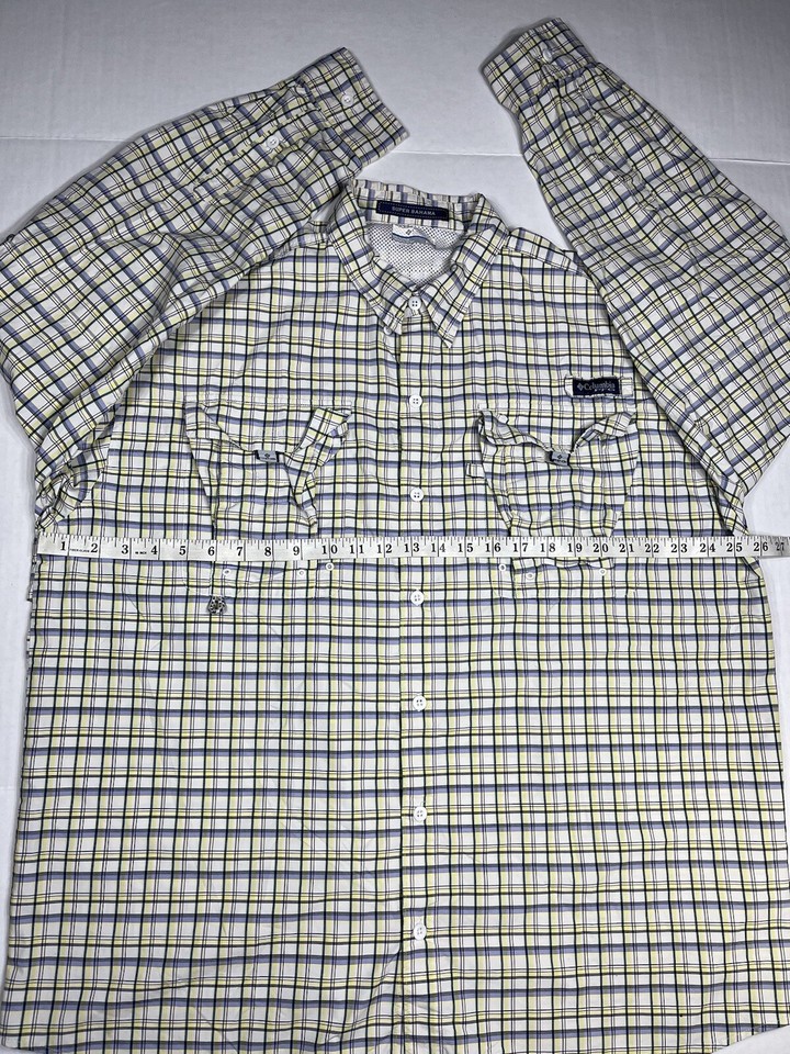 Chemise Columbia Super Bahama Homme - Manches Courtes - Taille XL - Motif Plaid Bleu/Beige - Idéale Pêche Et Outdoor