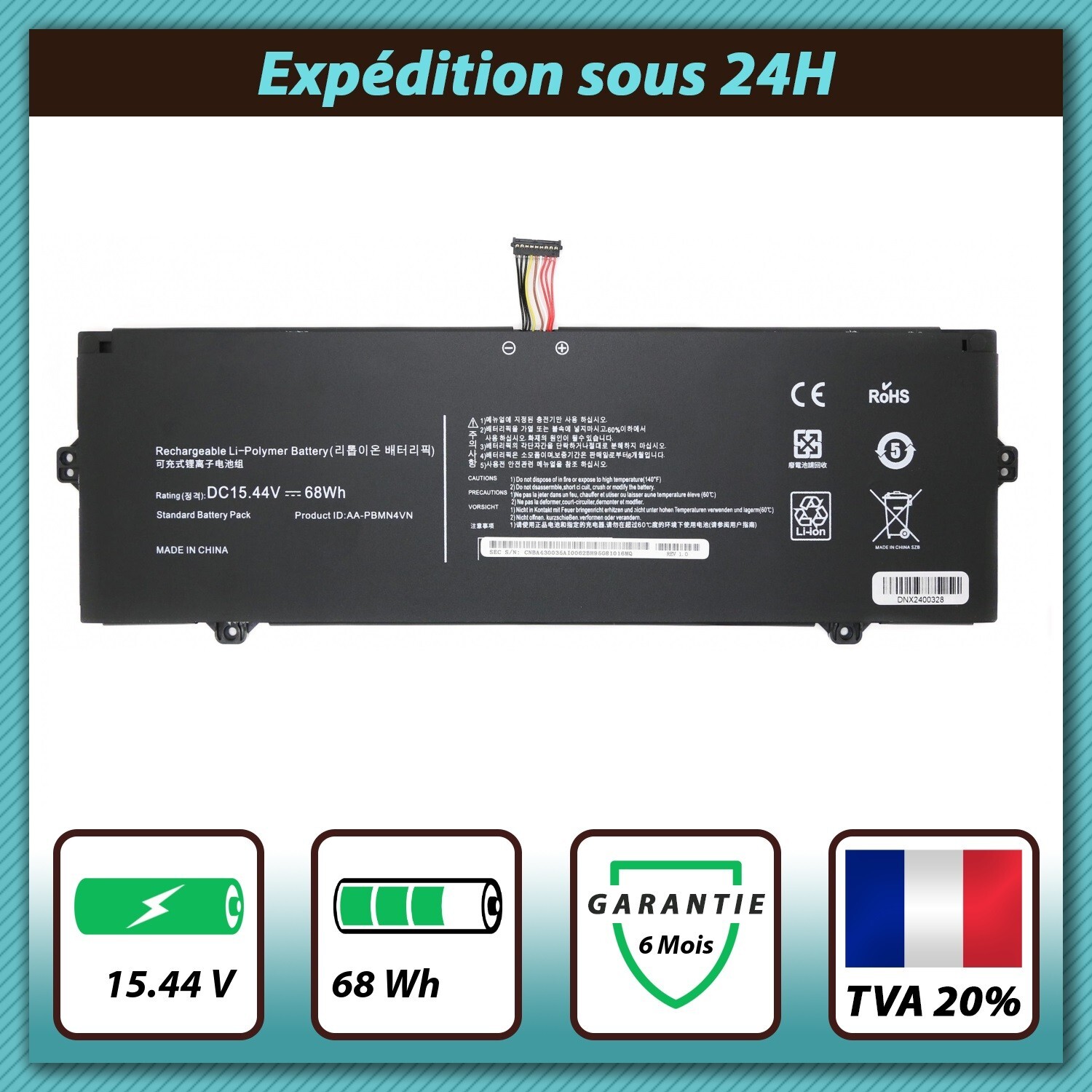 Batterie Samsung Galaxy Book Pro 360 15 NP950QDB 68Wh originale