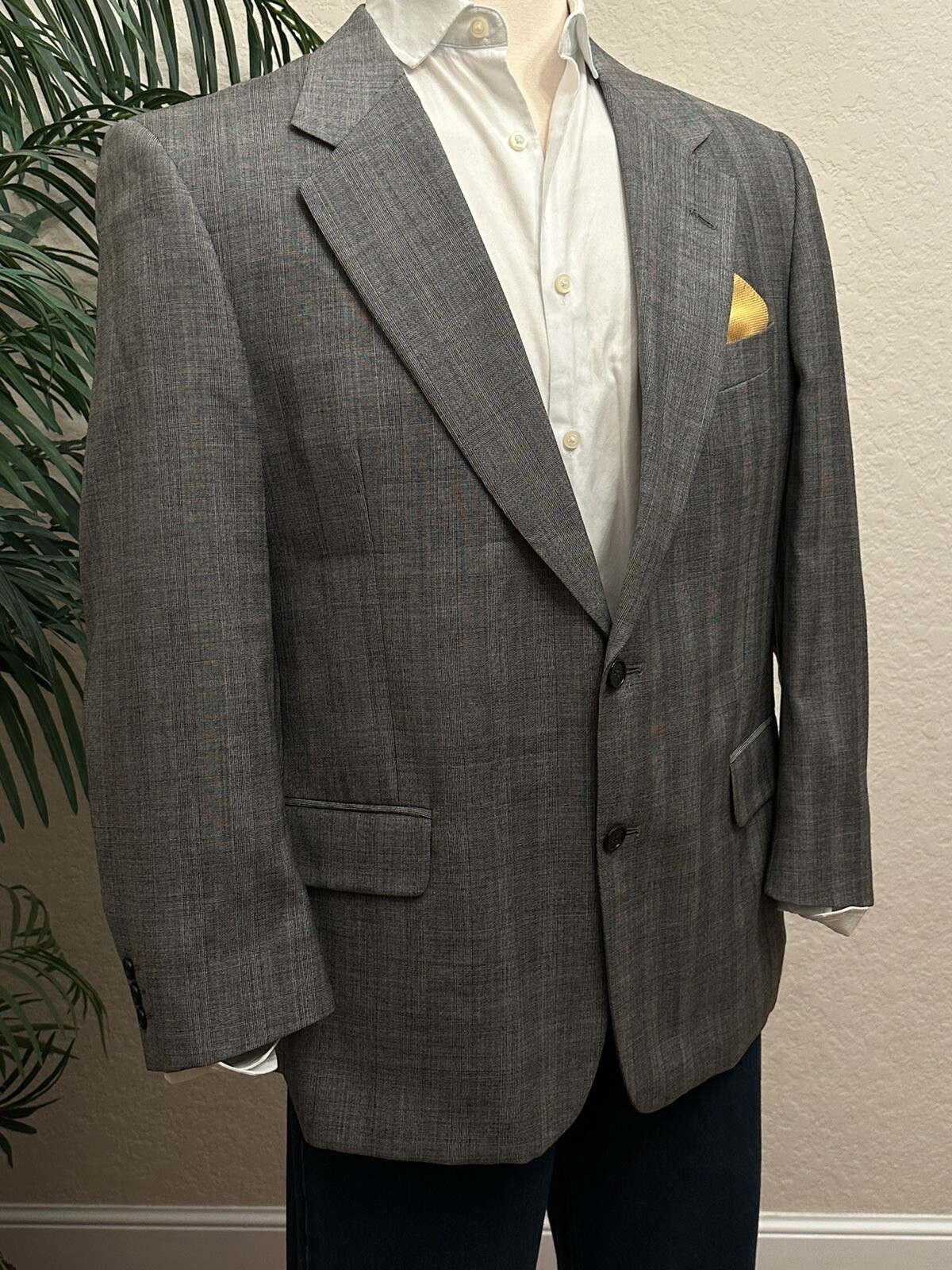 BLAZER DA UOMO YVES SAINT LAURENT TAGLIA 42 CAPPOTTO SPORTIVO YSL GIACCA A QUADRI IN LANA PEGGIOR