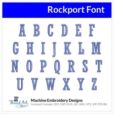Threadart Machine Embroidery Design Rockport BX Font Alphabet Loaded on USB