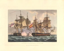 Maritime print Capture of Mahonesa by HMS Terpsichore for Jenkins 1796 Aquatint 