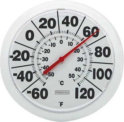 Springfield Indoor Outdoor Big and Bold Dial Thermometer, Wireless Thermometer w
