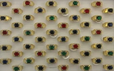 35pcs Mens Jewelry Job Lots Wholesale Rhinestone Ring Imitation CZ Gold P Rings