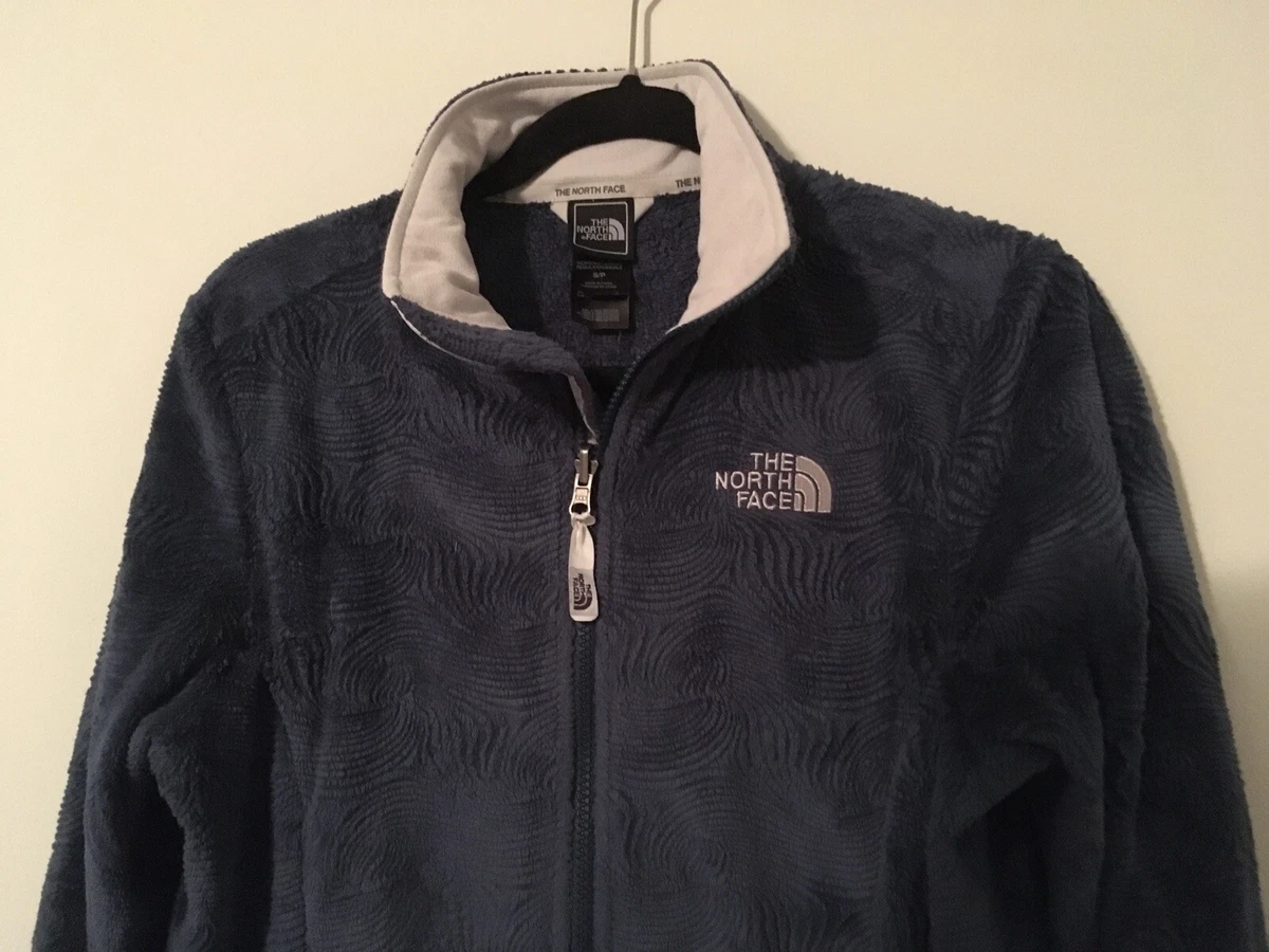 The North Face Women's Dark Blue Swirl Textured Fleece Jacket, Size Small