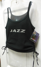 Girls black Camisole top Jazz sz 12-14C silver screenprint So Danca 6438RB