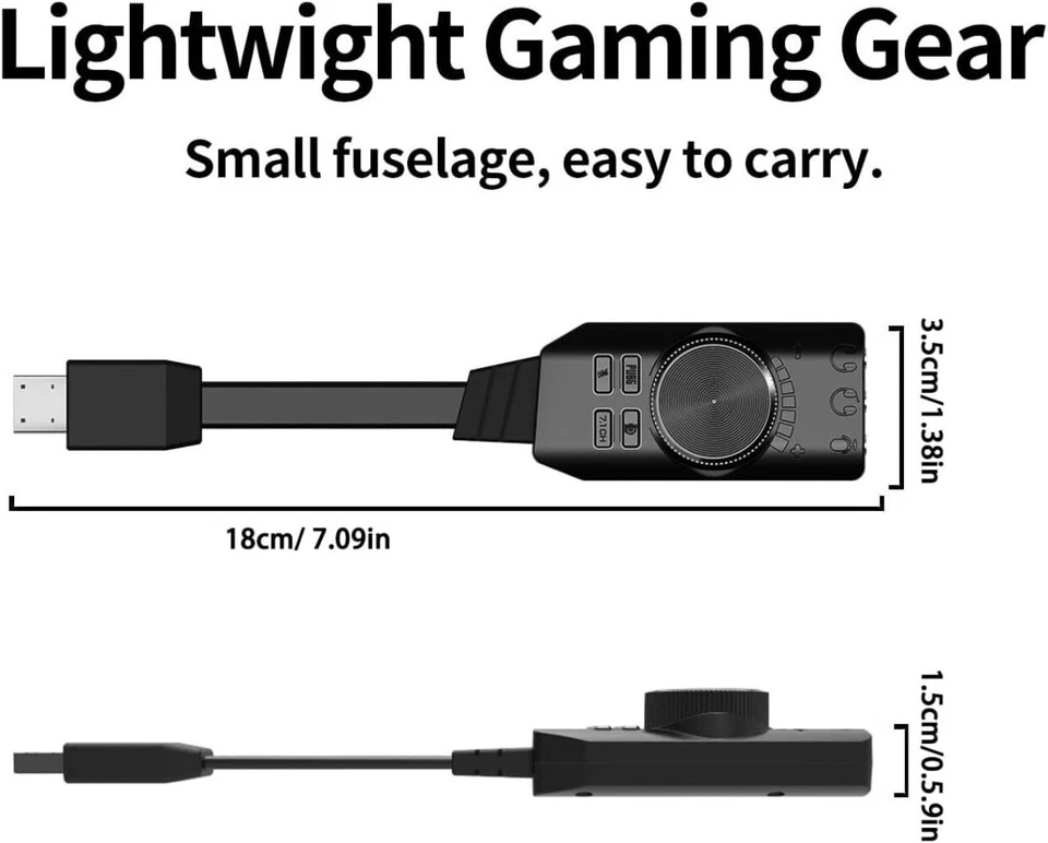 AZNCOS USB Sound Card Virtual 7.1 Surround Sound USB External Sound Card Adapter - Image 2 of 4